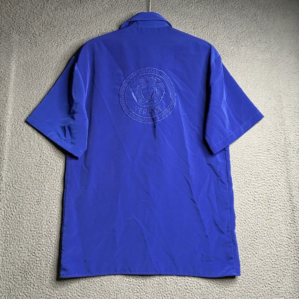 Vtg Versace Jeans Couture Mens Small Medusa Logo Button Up Short Sleeve Shirt